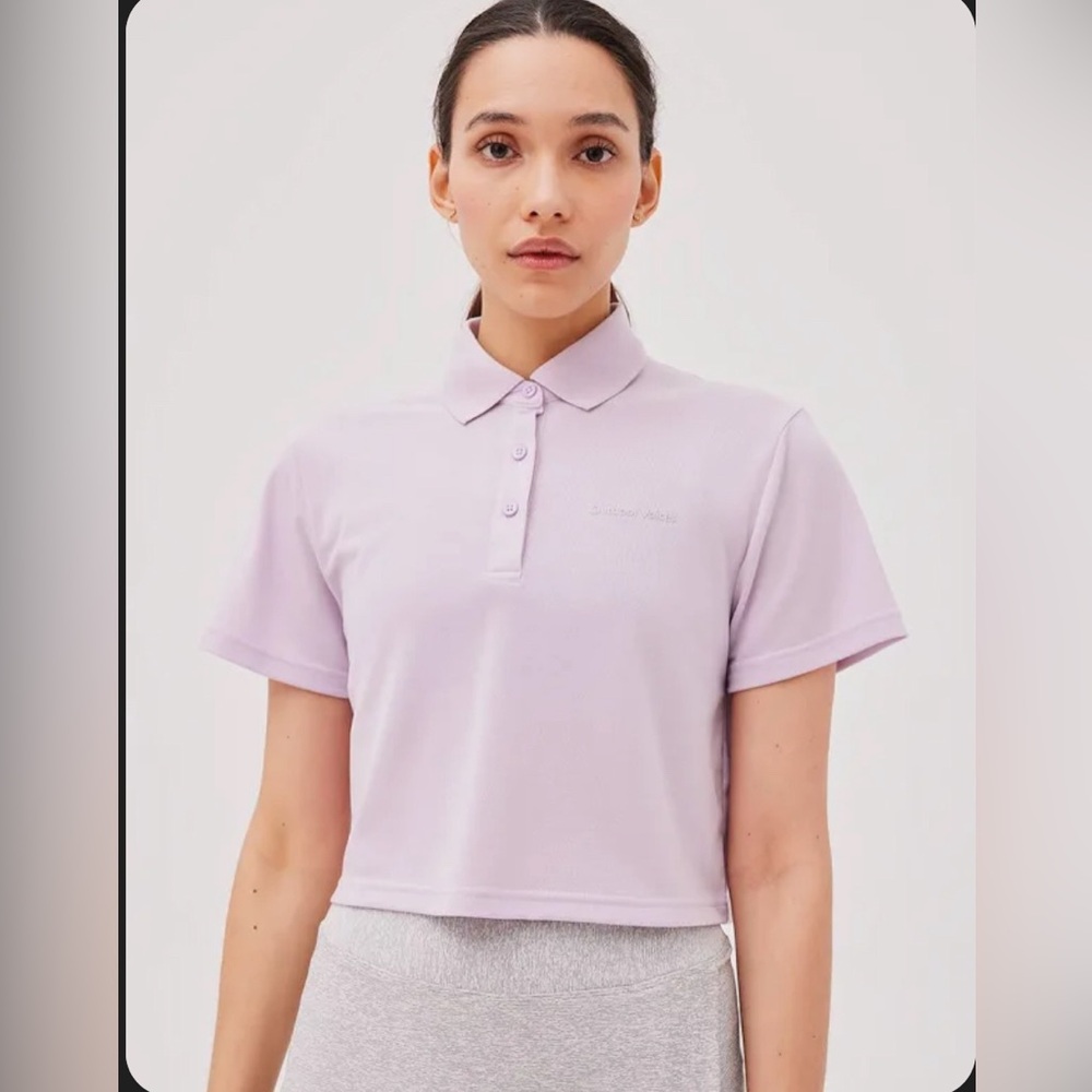 Outdoor Voices Womens Birdie Cropped Polo top light Purple Size XXL